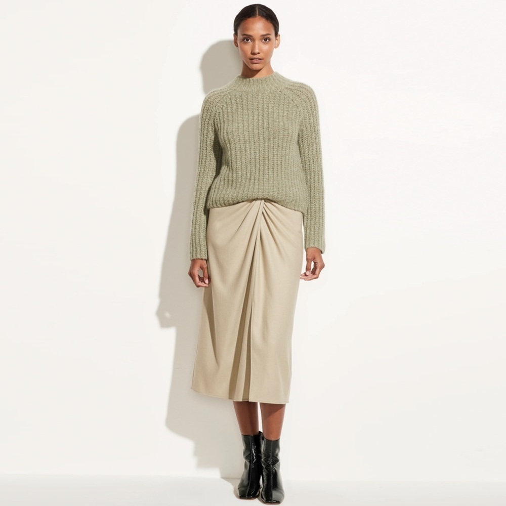 Vince - Flannel Twist Front Skirt - Sepia